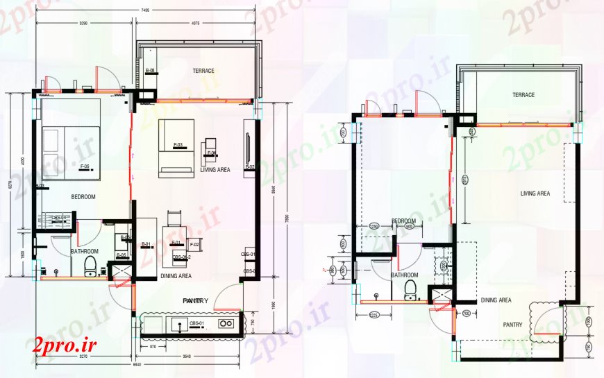 دانلود نقشه مسکونی  ، ویلایی ، آپارتمان   دو بعدی  از زندگی مبلمان طرحی 4  اتوکد (کد97993)