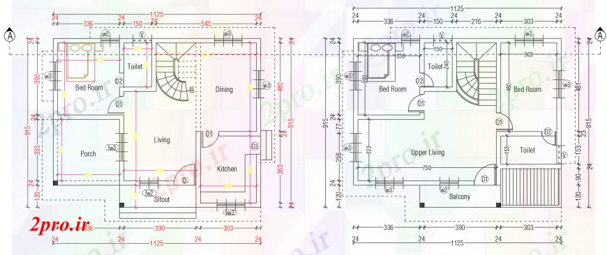 دانلود نقشه مسکونی  ، ویلایی ، آپارتمان  طراحی  دو بعدی  از طرحی طبقه خانه  اتوکد (کد98019)