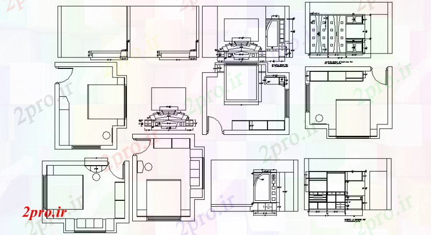 دانلود نقشه حمام مستر نقشه های  از اتاق خواب طبقه  دو بعدی   اتوکد (کد98036)
