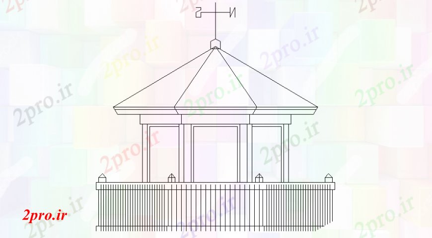 دانلود نقشه جزئیات ساخت و ساز خانه تابستانی طراحی سایه جزئیات  دو بعدی   نما  (کد98057)