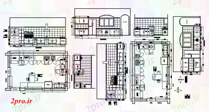 دانلود نقشه جزئیات طراحی ساخت آشپزخانه طراحی  دو بعدی  از آشپزخانه طرحی با نما جزئیات  (کد98094)