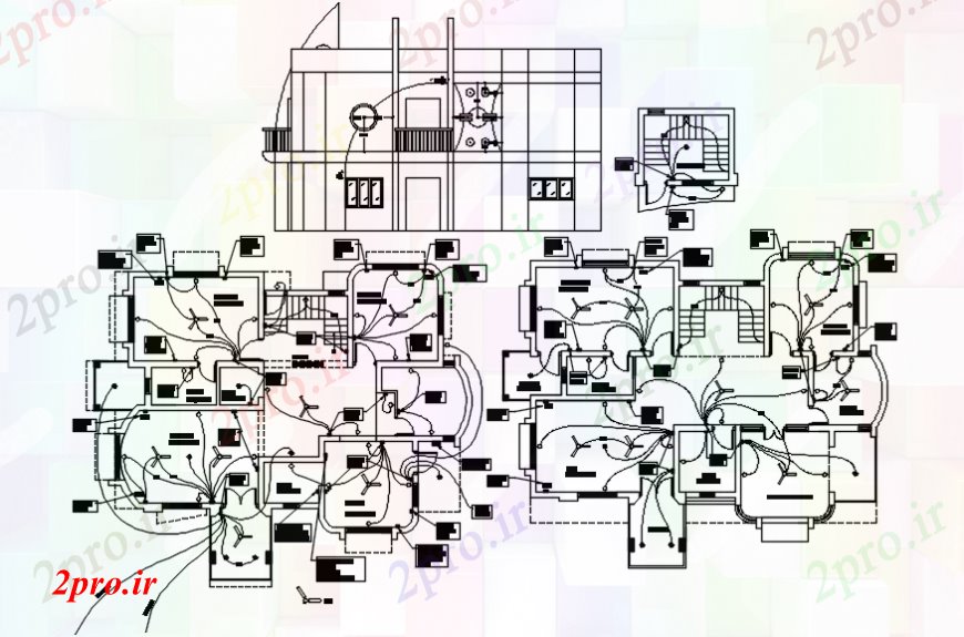 دانلود نقشه مسکونی  ، ویلایی ، آپارتمان  ویلایی نما اصلی و نصب و راه اندازی الکتریکی طراحی های  (کد98131)