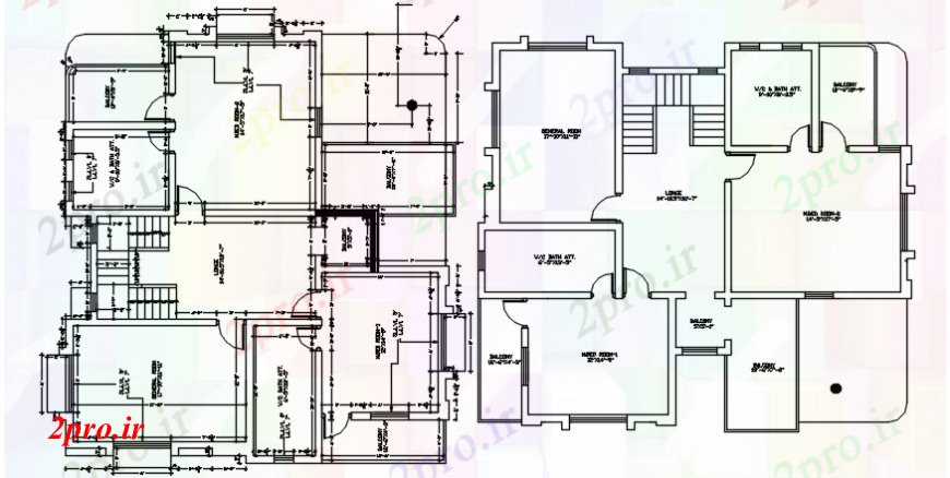 دانلود نقشه مسکونی ، ویلایی ، آپارتمان ویلا مسکونی دو طبقه توزیع طرحی های 12 در 12 متر (کد98149)