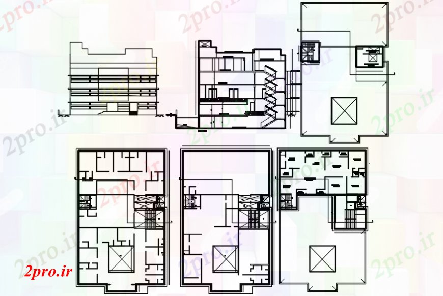 دانلود نقشه ساختمان اداری - تجاری - صنعتی طراحی از یک دفتر دو بعدی  جزئیات  (کد98166)