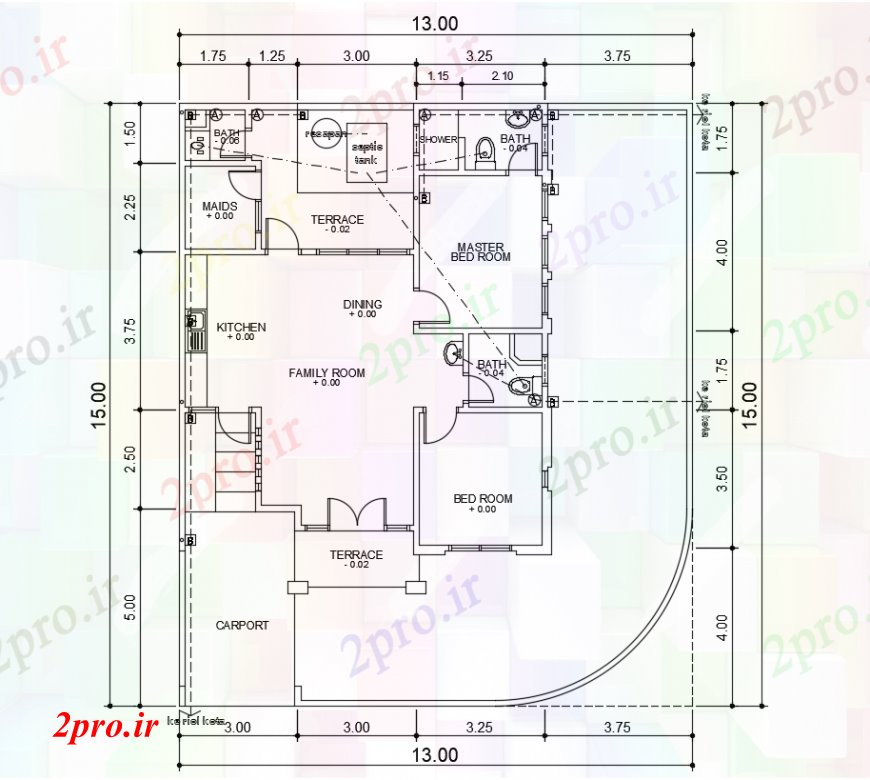 دانلود نقشه مسکونی  ، ویلایی ، آپارتمان  طراحی  دو بعدی  از خانه سمت ر   (کد98180)