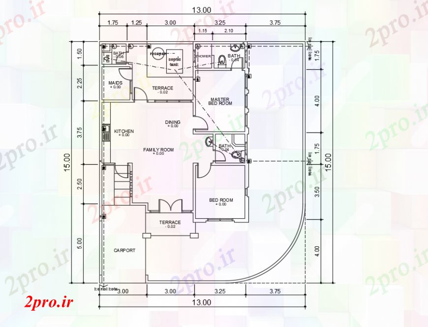 دانلود نقشه مسکونی ، ویلایی ، آپارتمان طراحی دو بعدی نما خانه حق 9 در 12 متر (کد98183)