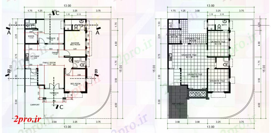 دانلود نقشه جزئیات ساخت و ساز  دو بعدی  رسم از کاشی کف  اتوکد (کد98186)