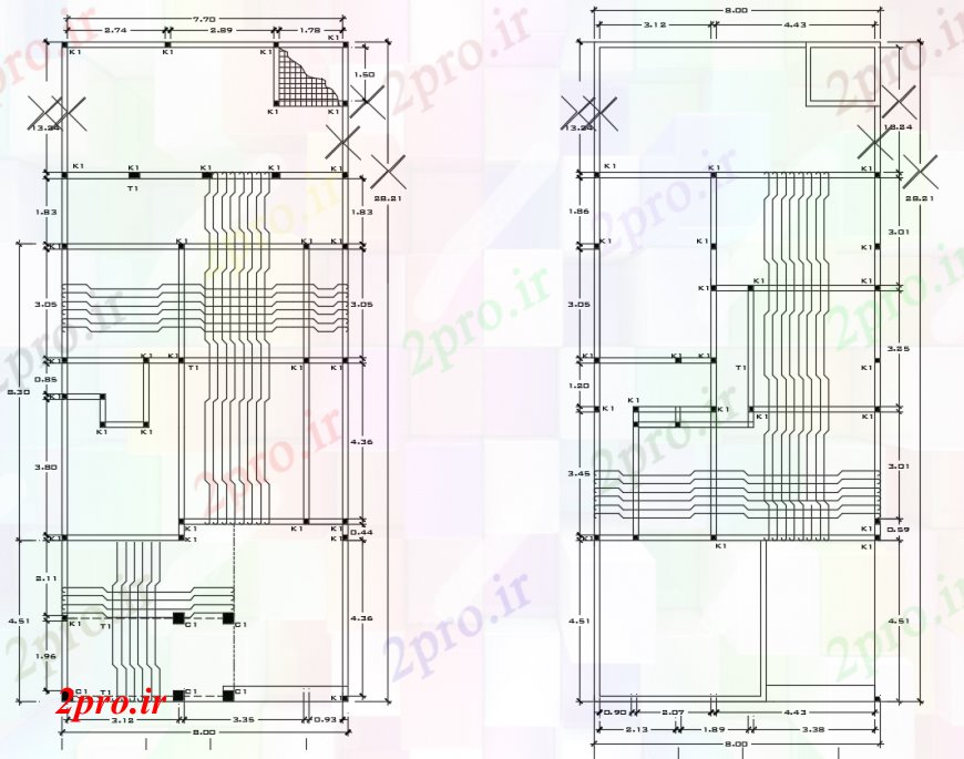 دانلود نقشه مسکونی  ، ویلایی ، آپارتمان   دو بعدی  رسم ساختار  طرح (کد98192)