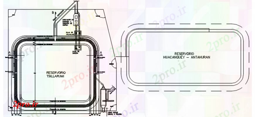 دانلود نقشه طراحی جزئیات ساختار مخزن آب مدل طرحی دو بعدی  (کد98211)