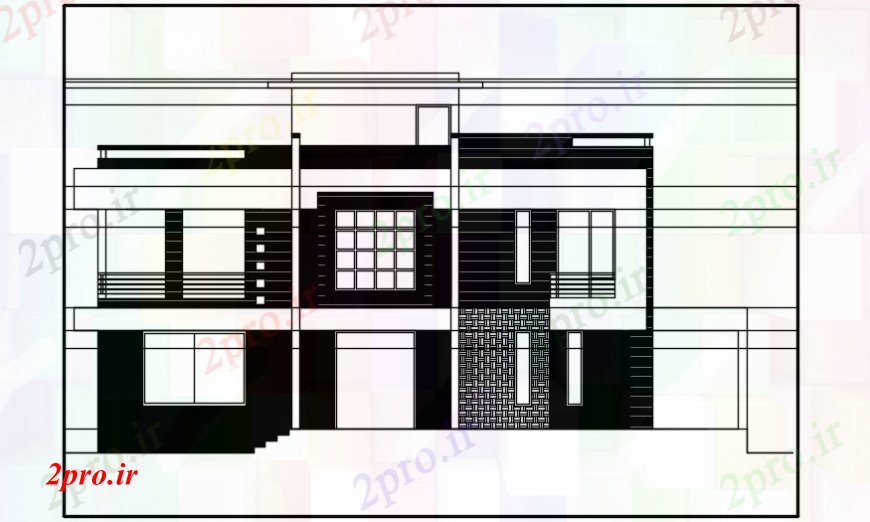 دانلود نقشه مسکونی  ، ویلایی ، آپارتمان  نما از یک  ویلا مدرن (کد98212)