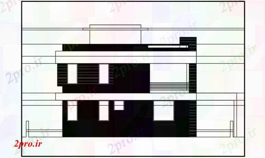 دانلود نقشه مسکونی  ، ویلایی ، آپارتمان  نما نمای پشت ویلا (کد98215)