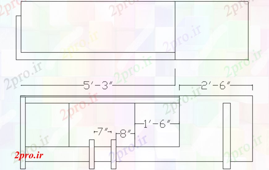 دانلود نقشه میز و صندلی چوبی ساده بلوک جدول نما دو بعدی  طراحی جزئیات  (کد98342)