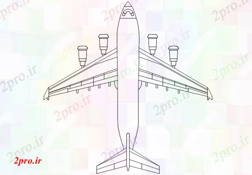 دانلود نقشه بلوک های حمل و نقل جت هواپیما بالای صفحه  بلوک نما طراحی جزئیات (کد98369)