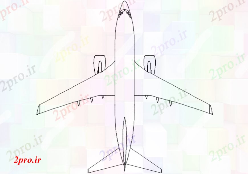 دانلود نقشه بلوک های حمل و نقل ساده هواپیمای جت بالای صفحه  بلوک نما طراحی جزئیات (کد98370)