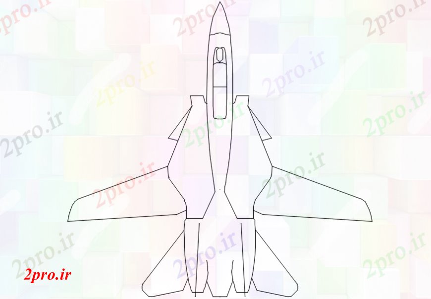 دانلود نقشه بلوک های حمل و نقل پویا جنگنده جت هواپیما بالای صفحه  بلوک نما طراحی جزئیات (کد98378)