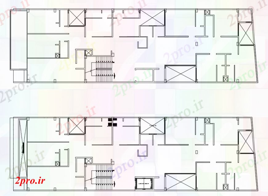 دانلود نقشه بیمارستان - درمانگاه - کلینیک طراحی دو بعدی کلینیک 2-طبقه اتوکد 11 در 36 متر (کد98394)