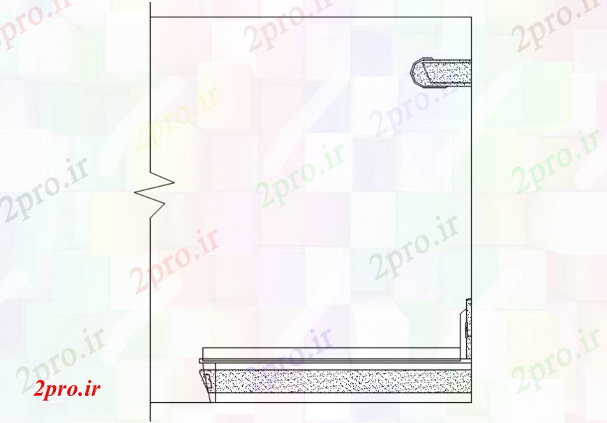 دانلود نقشه دو تخته تخت دو نفره سمت نما طراحی جزئیات 7 در 8 متر (کد98431)