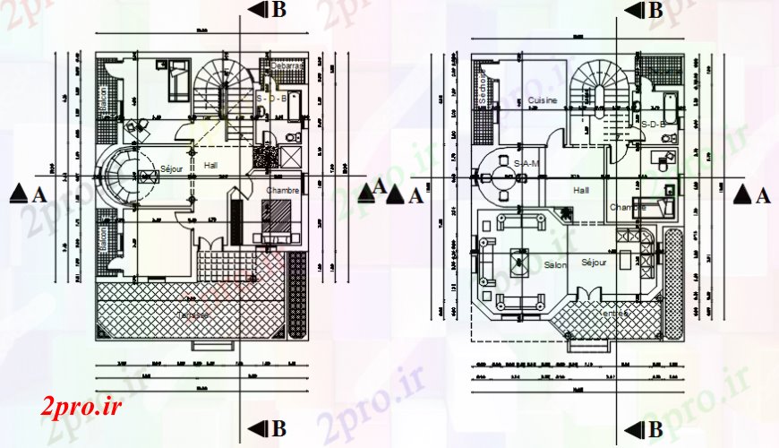 دانلود نقشه مسکونی ، ویلایی ، آپارتمان معماری ویلا طرحی مسکونی 10 در 13 متر (کد98438)