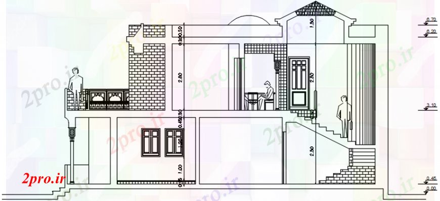 دانلود نقشه مسکونی  ، ویلایی ، آپارتمان  طرحی بخش جانبی ویلا  (کد98456)