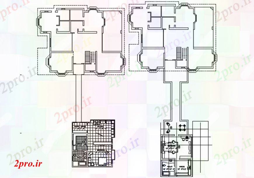 دانلود نقشه مسکونی  ، ویلایی ، آپارتمان  طرحی طبقه خانه های تک خانواده و فریم ساختار طراحی جزئیات (کد98486)