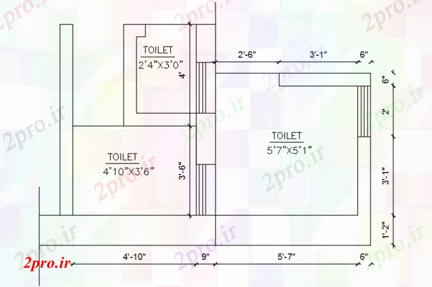 دانلود نقشه حمام مستر توالت مشترک چند فریم طراحی جزئیات  (کد98492)