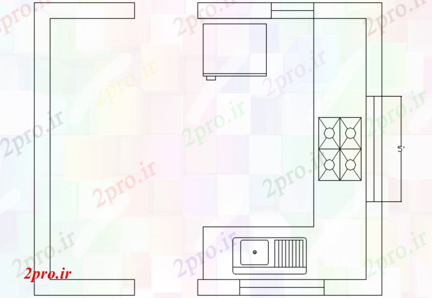 دانلود نقشه آشپزخانه ساده آشپزخانه  صفحه طراحی های (کد98499)