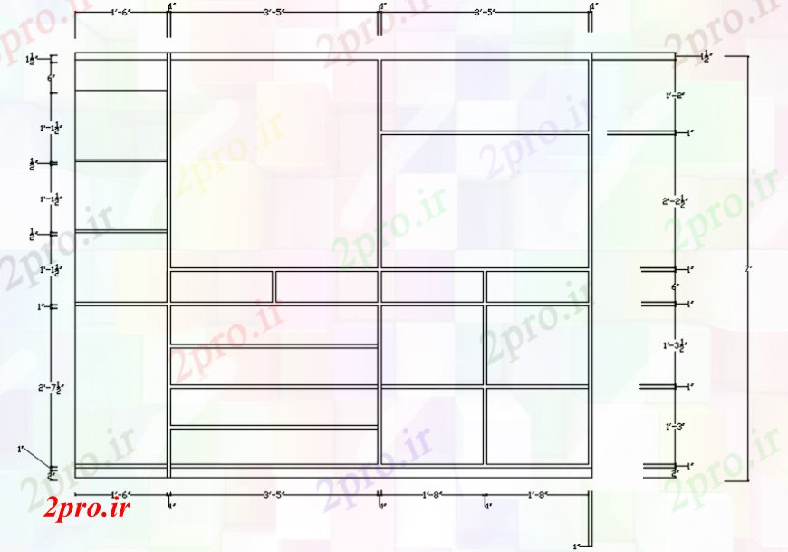 دانلود نقشه طراحی و مبلمان اتاقتلویزیون چوبی کابینه  نما طراحی جزئیات (کد98514)