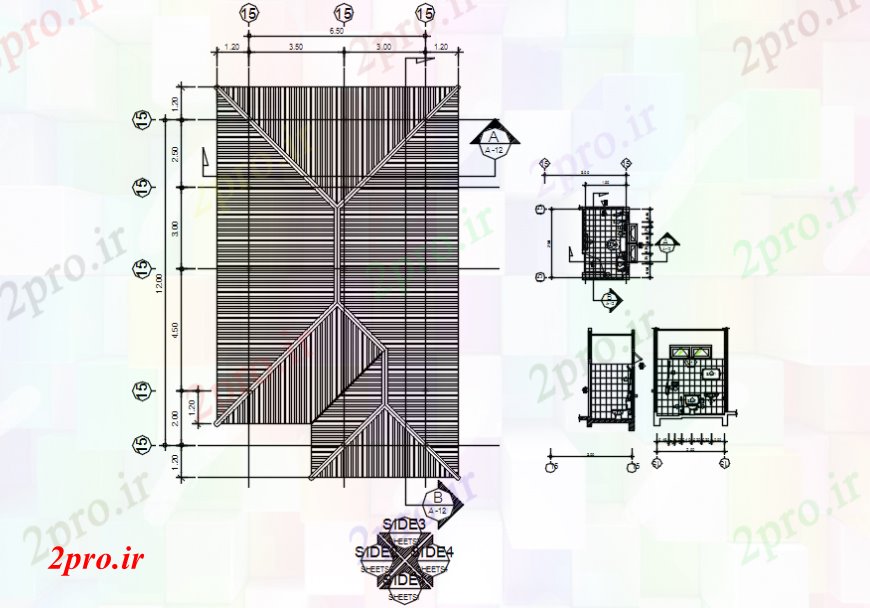 دانلود نقشه طراحی جزئیات ساختار نقشه پوشش سقف و نصب و راه اندازی  بهداشتی (کد98524)