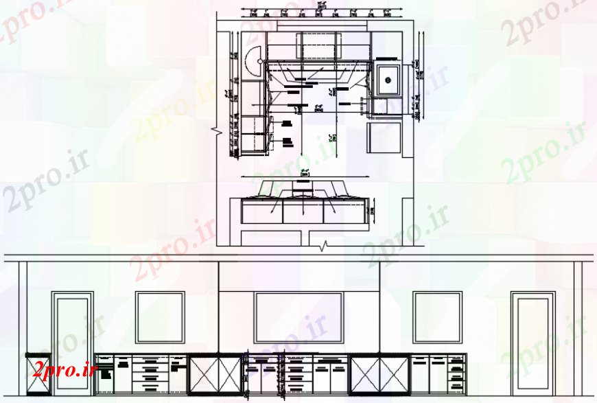 دانلود نقشه آشپزخانه Kalhar طرحی آشپزخانه و مبلمان  (کد98536)