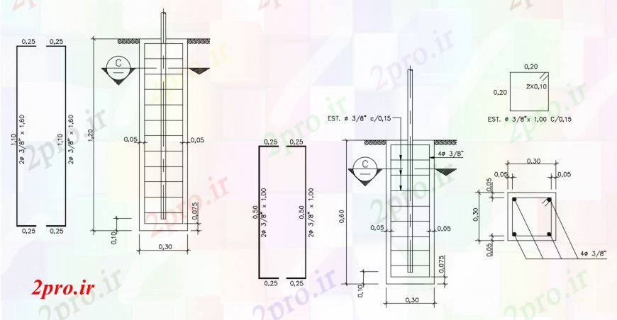 دانلود نقشه جزئیات ساخت و ساز طراحی  دو بعدی  از محوطه cyclotype  اتوکد (کد98546)