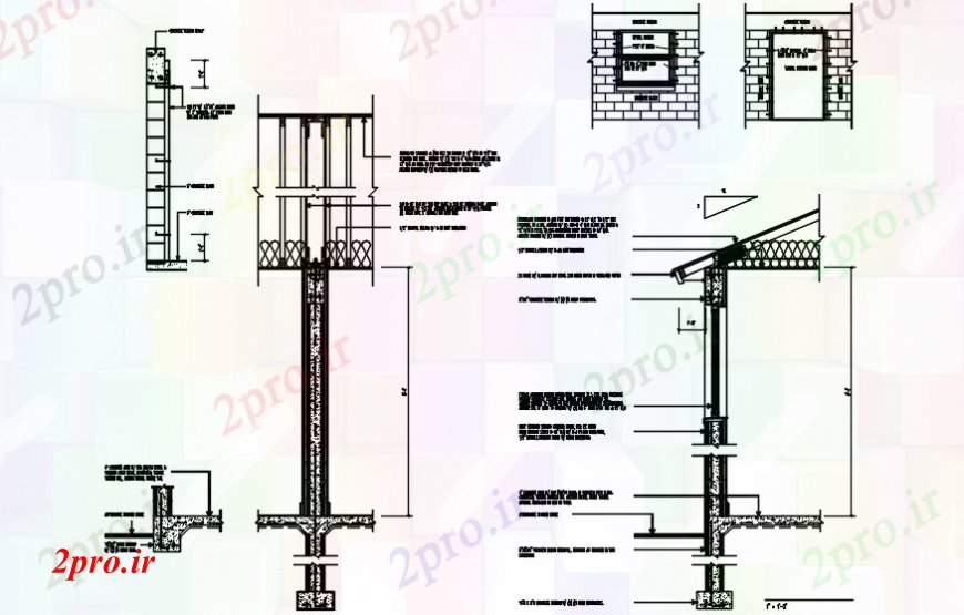 دانلود نقشه طراحی جزئیات ساختار بنیاد ساختار جزئیات مقطعی (کد98558)