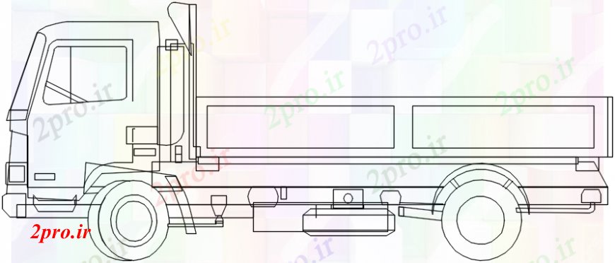 دانلود نقشه بلوک وسایل نقلیه کامیون مقابل دو بعدی  (کد98563)