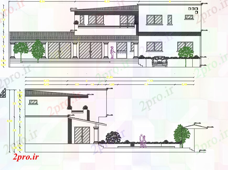 دانلود نقشه مسکونی ، ویلایی ، آپارتمان نما طراحی پروژه محل اقامت 10 در 24 متر (کد98617)