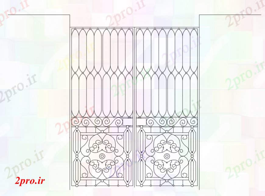 دانلود نقشه جزئیات طراحی در و پنجره  طراحی  دو بعدی  از فراموش دروازه   (کد98618)