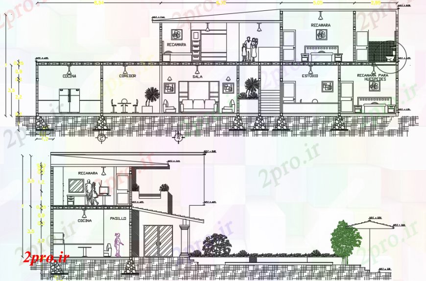 دانلود نقشه مسکونی ، ویلایی ، آپارتمان طرحی بخشی از پروژه محل اقامت جزئیات 10 در 24 متر (کد98619)