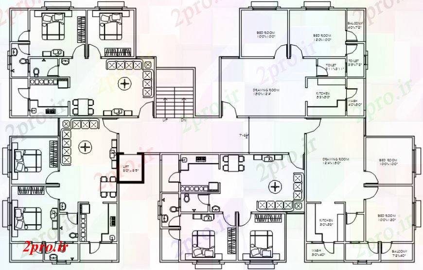 دانلود نقشه مسکونی ، ویلایی ، آپارتمان مدل خانه بالای مدرن جزئیات 65 در 115 متر (کد98630)