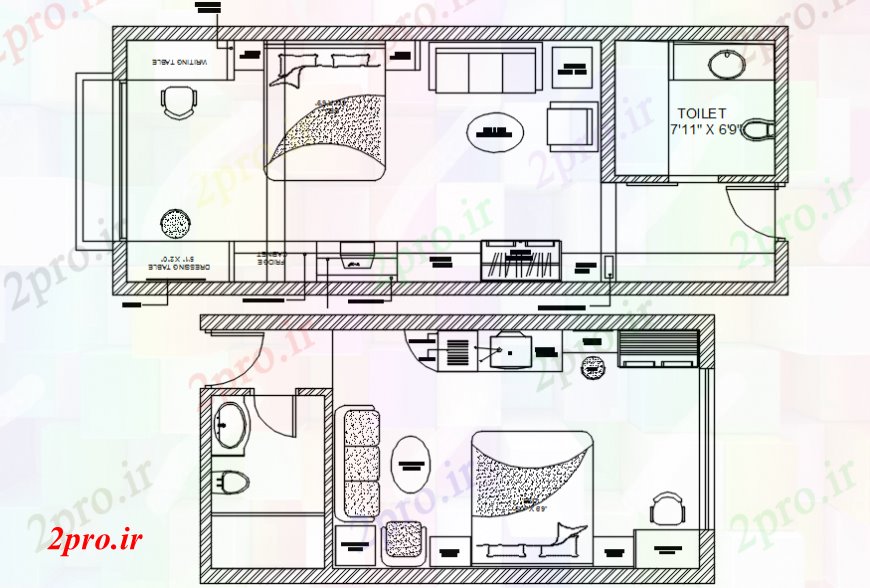 دانلود نقشه حمام مستر اتاق خواب طراحی داخلی طراحی مدل 24 در 31 متر (کد98674)