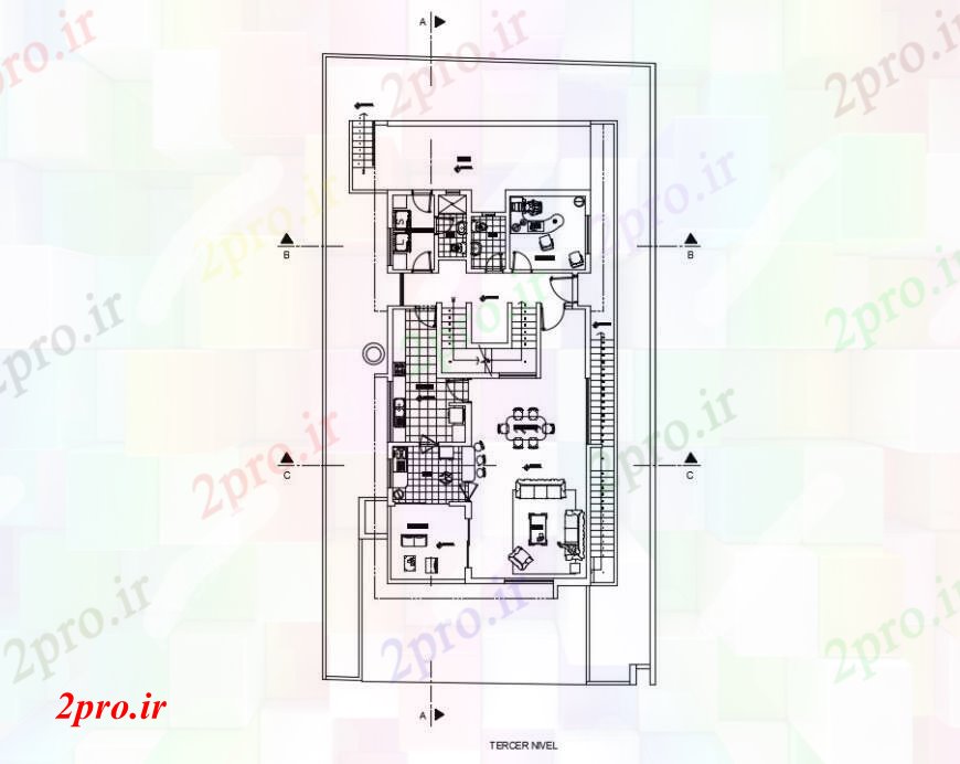 دانلود نقشه مسکونی ، ویلایی ، آپارتمان نقشه های دو بعدی جزئیات طراحی خانه اتوکد 12 در 21 متر (کد98697)