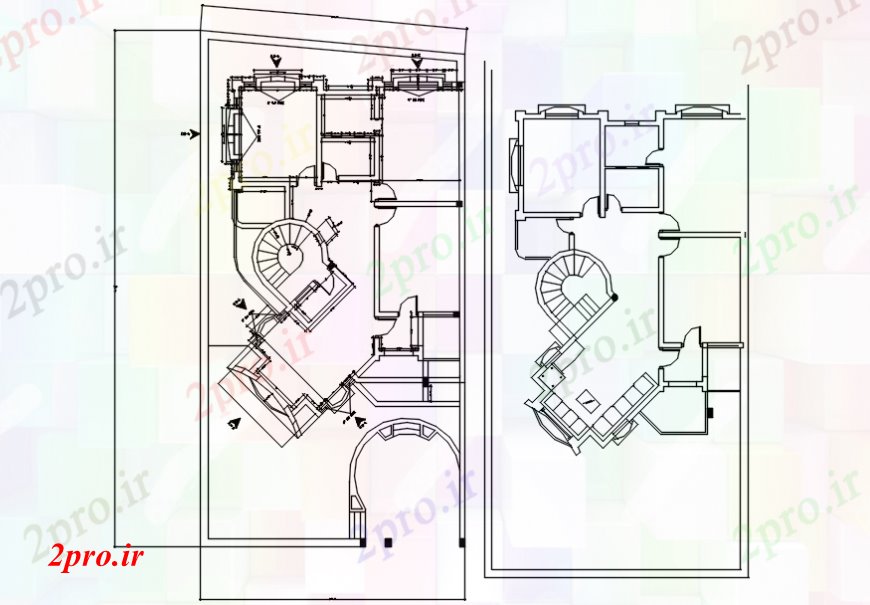 دانلود نقشه مسکونی ، ویلایی ، آپارتمان زمین و طبقه اول فریم جزئیات طرحی برای یک خانواده خانه 41 در 57 متر (کد98708)