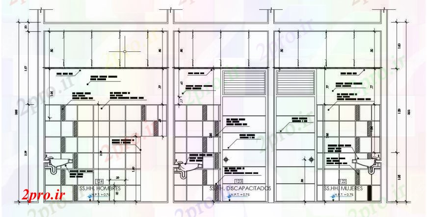 دانلود نقشه حمام مستر  طراحی جزئیات بخش توالت بهداشتی اتوکد (کد98740)