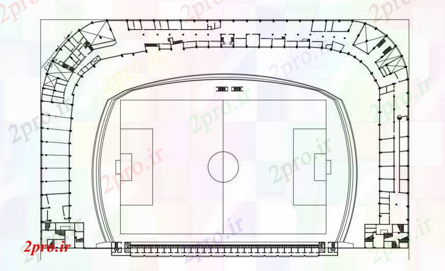 دانلود نقشه ورزشگاه ، سالن ورزش ، باشگاه طراحی نمای ورزشی زمین بازی ناحیه اتوکد 119 در 194 متر (کد98777)