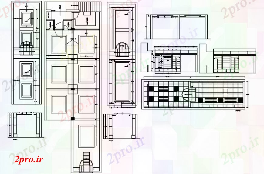 دانلود نقشه جزئیات و طراحی داخلی دفتر دفتر سقف 27 در 83 متر (کد98779)