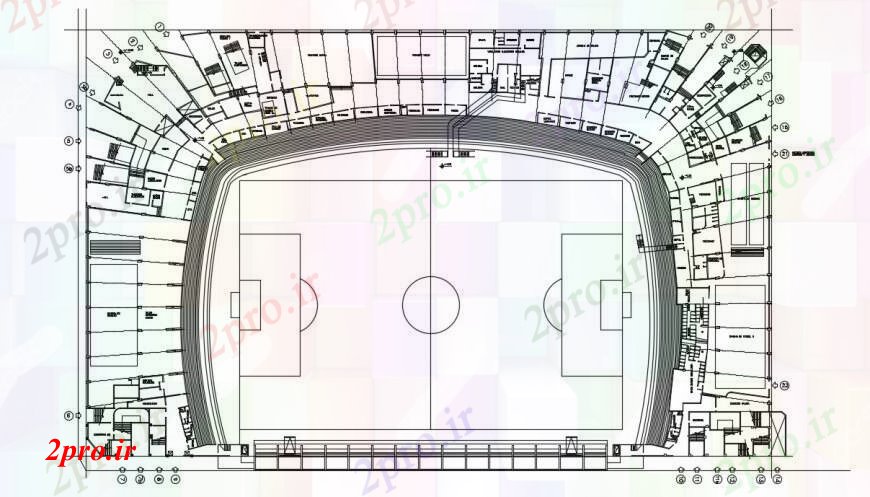 دانلود نقشه ورزشگاه ، سالن ورزش ، باشگاه نقشه هایورزشی زمین بازی ناحیه اتوکد 120 در 192 متر (کد98780)