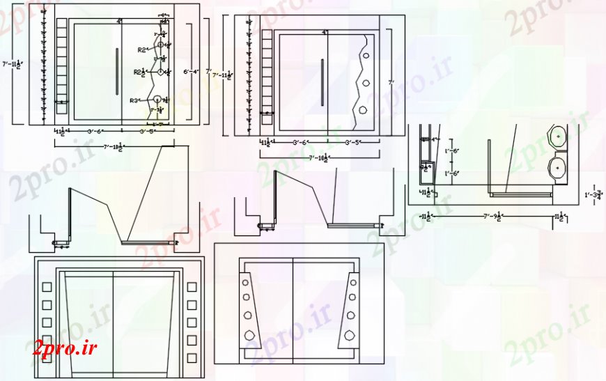 دانلود نقشه حمام مستر نصب و راه اندازی توالت عمومی و درب و طراحی داخلی جزئیات 11 در 26 متر (کد98846)