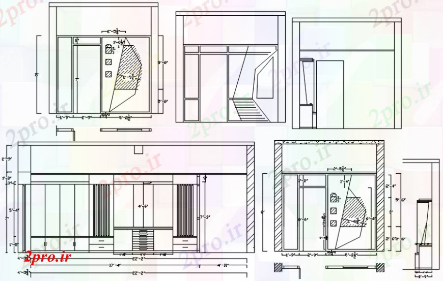 دانلود نقشه حمام مستر خدمات توالت عمومی تمام نما طرفه و طراحی داخلی جزئیات 11 در 26 متر (کد98847)