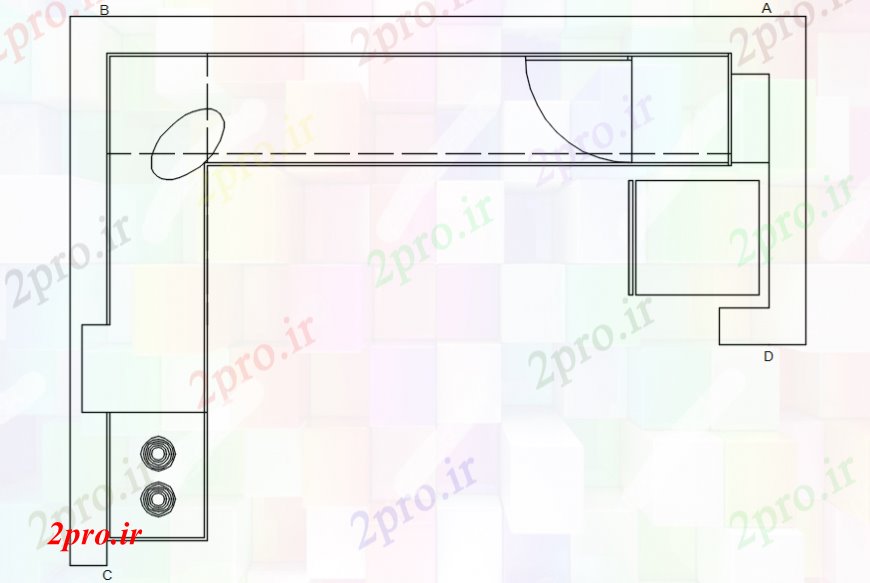 دانلود نقشه طراحی مبلمان آشپزخانه آشپزخانه میز و مبلمان بالای صفحه  نما  (کد98868)