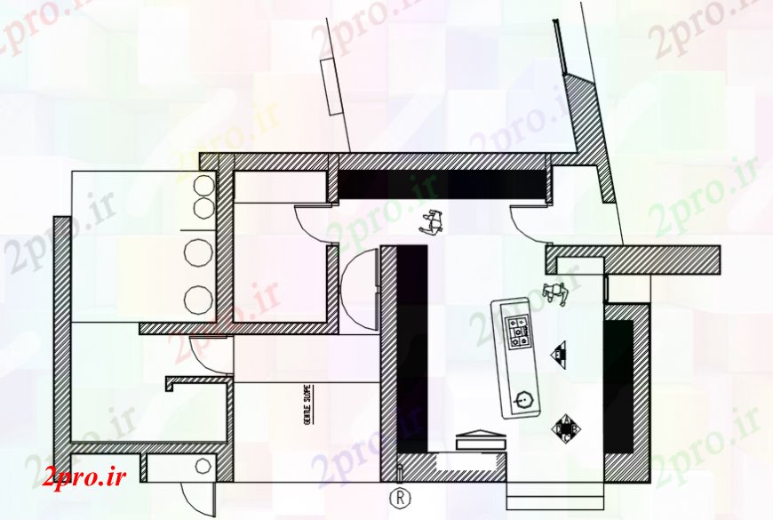 دانلود نقشه آشپزخانه آشپزخانه طراحی رستوران با مبلمان طراحی جزئیات 3 در 5 متر (کد98870)