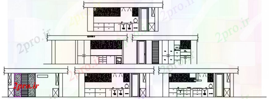 دانلود نقشه آشپزخانه آشپزخانه رستوران تمام بخش طرفه با مبلمان 3 در 5 متر (کد98871)