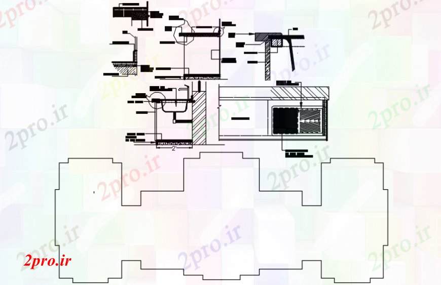 دانلود نقشه جزئیات طراحی ساخت آشپزخانه آشپزخانه سینک بخش آب و ساختار لوله کشی  (کد98876)