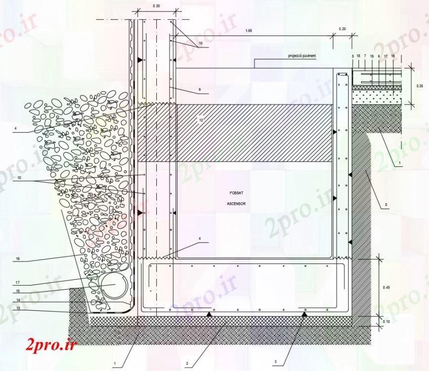 دانلود نقشه جزئیات ساخت و ساز طراحی  دو بعدی  از  اتوکد آسانسور توخالی (کد98960)